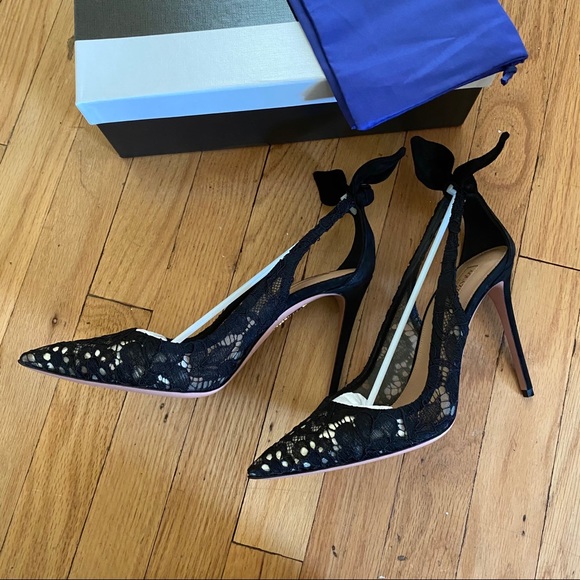Aquazzura Black Lace Heels - Picture 3 of 8